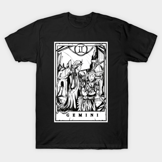 Gemini Zodiac Tarot T-Shirt by Scottconnick